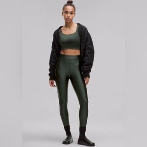 Peloton x Lululemon Green Satin Shine High-Rise Tight 25” & Energy LL Bra Set
